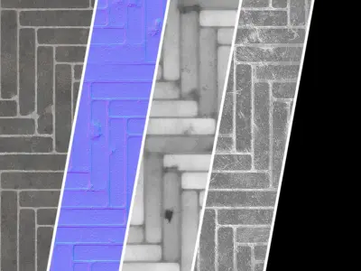 Pavement Materials 107- Concrete Paving - Sbsar Pbr 4k Seamless Texture