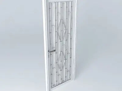 Steel door with glass and fence 3D model