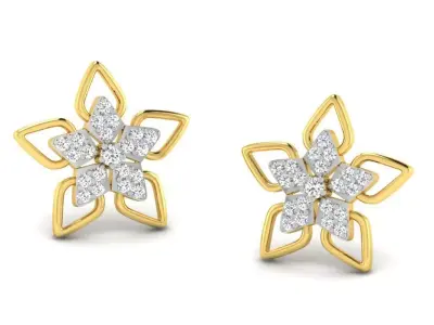 Gold Diamond Women Earring 3D print Model 3D print model 75