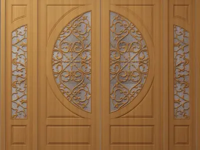 3d door carved wooden panels 3D model