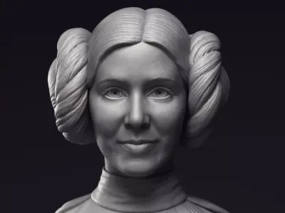 Carrie Fisher as Princess Leia Organa Bust Printable 3D Model 3D print model