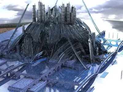Sci-Fi Future Utopian City With Dome 3D model
