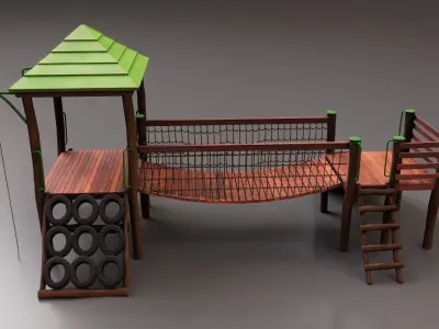 Realistic Outdoor Childrens Playground Set 3D 3D model