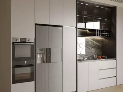 Refrigerator and Sideboard 3D model