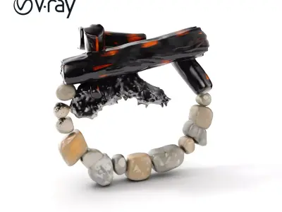 Campfire Model Pack with Rocks and Charcoal Low-poly 3D model