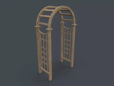 PBR Wooden Arbour Garden Arch A Low-poly 3D model