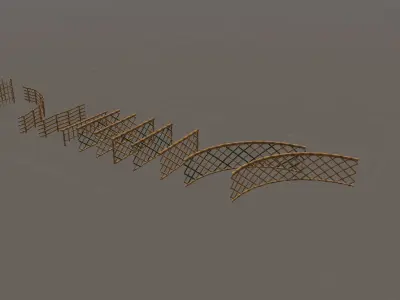 Bamboo japanese fence Low-poly 3D model