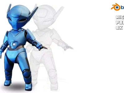 Tiny Robot Rigged Low-poly 3D model