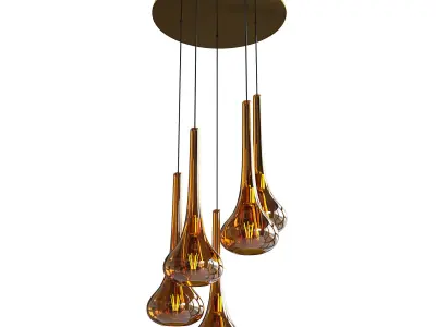 Golden Glass Ceiling Lamp 3D model