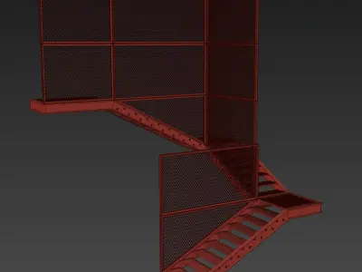 Old metal stair Low-poly 3D model