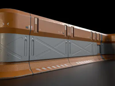 Sci-fi Modular Wall Kit PBR Low-poly 3D model