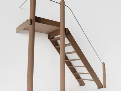 Old Exterior Staircase Low-poly 3D model