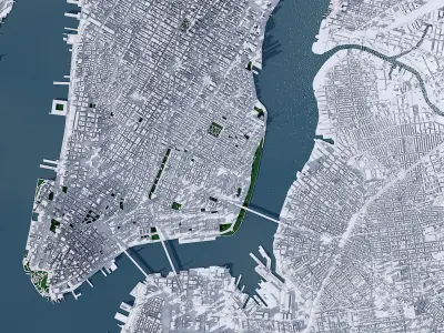New York City MANHATTAN with Terrain 3D model