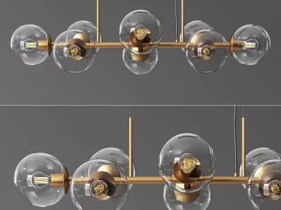  8 Light Staggered Glass Chandelier 3D model