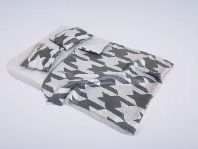 Bed with Pillows 3D model