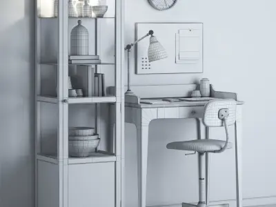 Workplace set with LOMMARP Desk 3D model