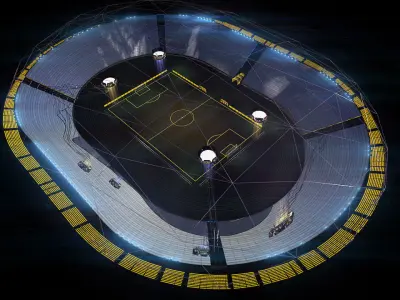 Stadium football futuristic 3d scene 3D model