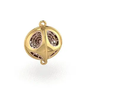 pendant6 compass pendant in gold 3D print model