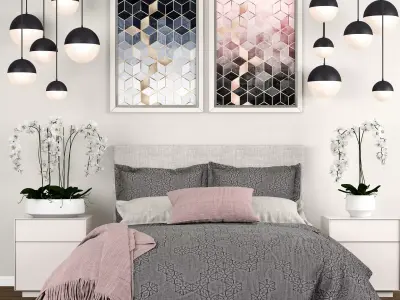 Bedroom set 9 geometric wall art for 3D model