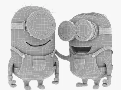 Minion Stuart and  Dave Low-poly 3D model