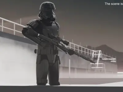  Star Wars Shadow Trooper with Blaster Rifle Combat Pose 