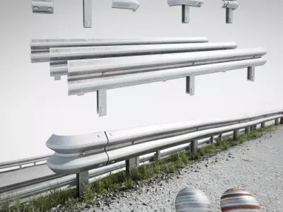 road fence kit A  Low-poly 3D model