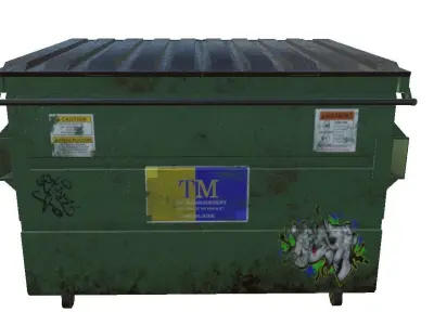 Dumpster trash can with graffiti Low-poly 3D model