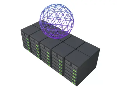 Huge Server Computing Icon v1 001 Low-poly 3D model
