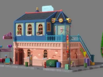 Cartoon House 06 3D model purchase