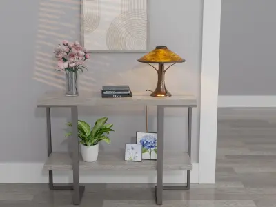 Entry or living room console table with accessories 3D model
