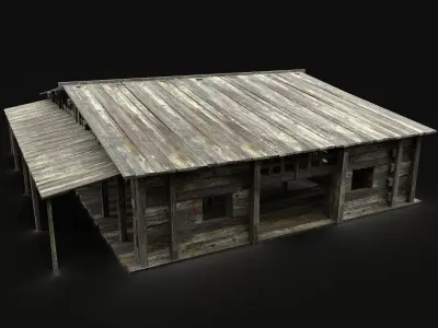 MEDIEVAL SAWMILL WAREHOUSE STORAGE WORKSHOP BUILDING INDUSTRIAL Low-poly 3D model