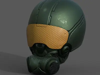 Helmet scifi soldier armor military combat 3d model  Low-poly 3D model