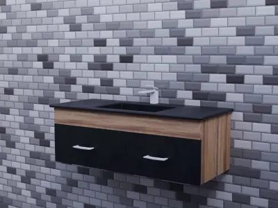 Modern Black Sink Cabinet Free 3D model