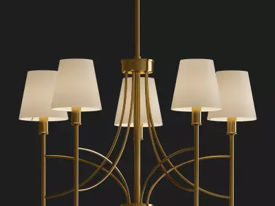 Millau Collection 5 Light Satin Gold Chandelier with  3D model purchase
