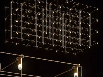Quasar Universe Square Triple Suspension Lamp 1250 mm 3D model