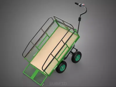 ELECTRIC TIPPING BED RAILS CRATE TRAY BASKET TROLLEY CART WAGON 3D model
