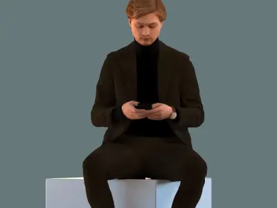 Set of 3D men talking on the phone 3D model