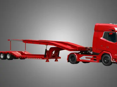 Daf XG Truck with Van Transporter Trailer 3D Model Pack