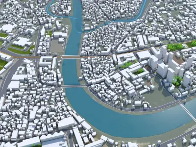 Srinagar Jammu and Kashmir India 30km AI Low-poly 3D model