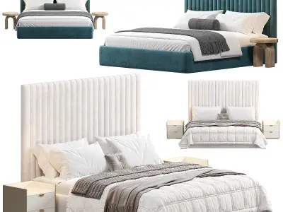 Louvers bed in navy blue by krasdom 3D model