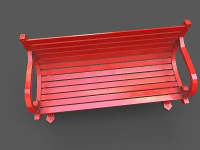 Street Bench Low-poly 3D model