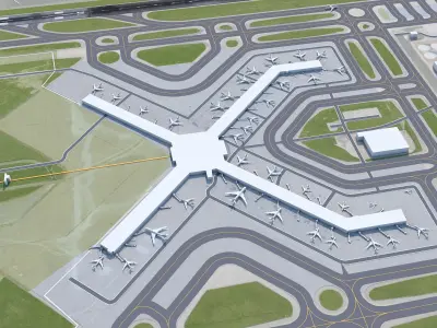Pittsburgh Airport 12km Low-poly 3D model