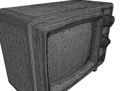 Vintage Retro Wooden TV Set Low-poly 3D model