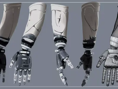 Robotic Arm subdivision Blender 3d model Low-poly 3D model