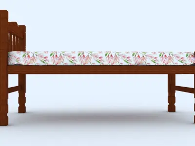 Single Bed Model Low-poly 3D model