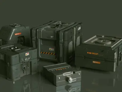 3D KITBASH set 45 sci-fi props Low-poly 3D model