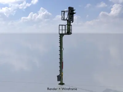 KS-Railway Signal-Post 7000mm Version-4 Low-poly 3D model