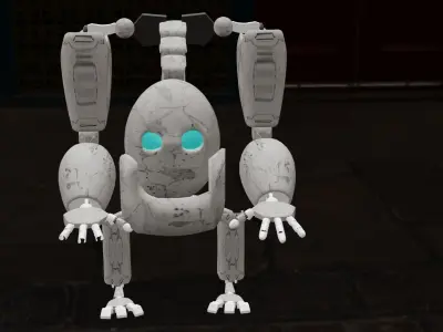 Futuristic white Robot v19 3D model