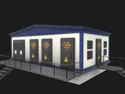 Electrical substation Low-poly 3D model