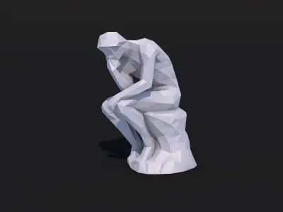 12 Famous Sculptures Landmark in the World Low Poly Low-poly 3D model